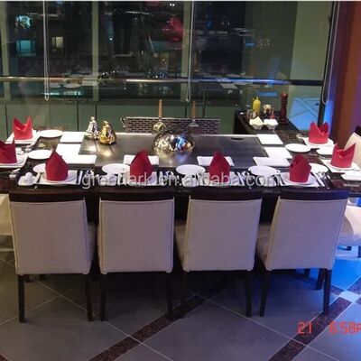 comprar Estufa rectangular en la parte superior de la parrilla de teppanyaki japonés Hibachi mesa con sistema de ventilación Fabricación en línea