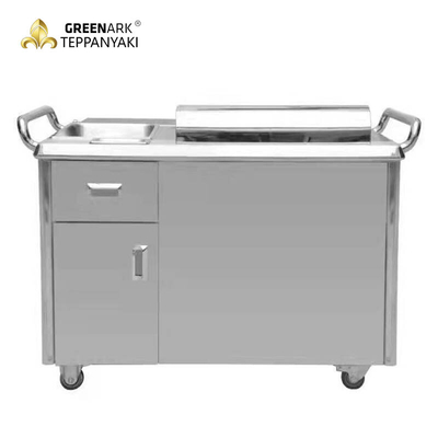 Grill de Teppanyaki móvil de gas de acero inoxidable para freír carne