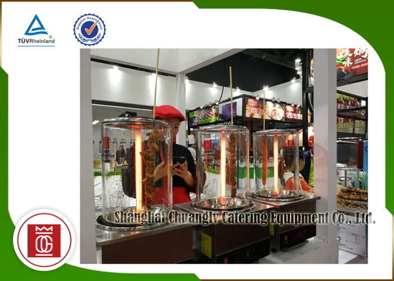 La barbacoa comercial de cristal asa a la parrilla la vertical sin humo de acero inoxidable del kebab eléctrica