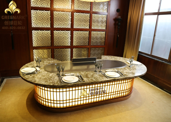 El óvalo del estilo japonés forma el equipo de abastecimiento de la parrilla inoxidable de Stell Teppanyaki