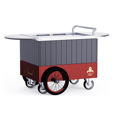 Red Mobile Teppanyaki Grill ruedas personalizadas de 16 pulgadas Movimiento libre de material de grado alimenticio Hibachi Grill Table