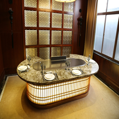 Mesa de parrilla Teppanyaki comercial 2200x860x800mm con 8000W de potencia