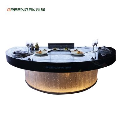 Mesa de parrilla comercial Teppanyaki con acero de aleación de grado alimenticio de 20 mm de espesor, potencia de 8000W y sistema de triple flujo de aire