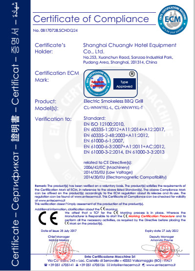 China Shanghai Chuanglv Catering Equipment Co., Ltd certificaciones